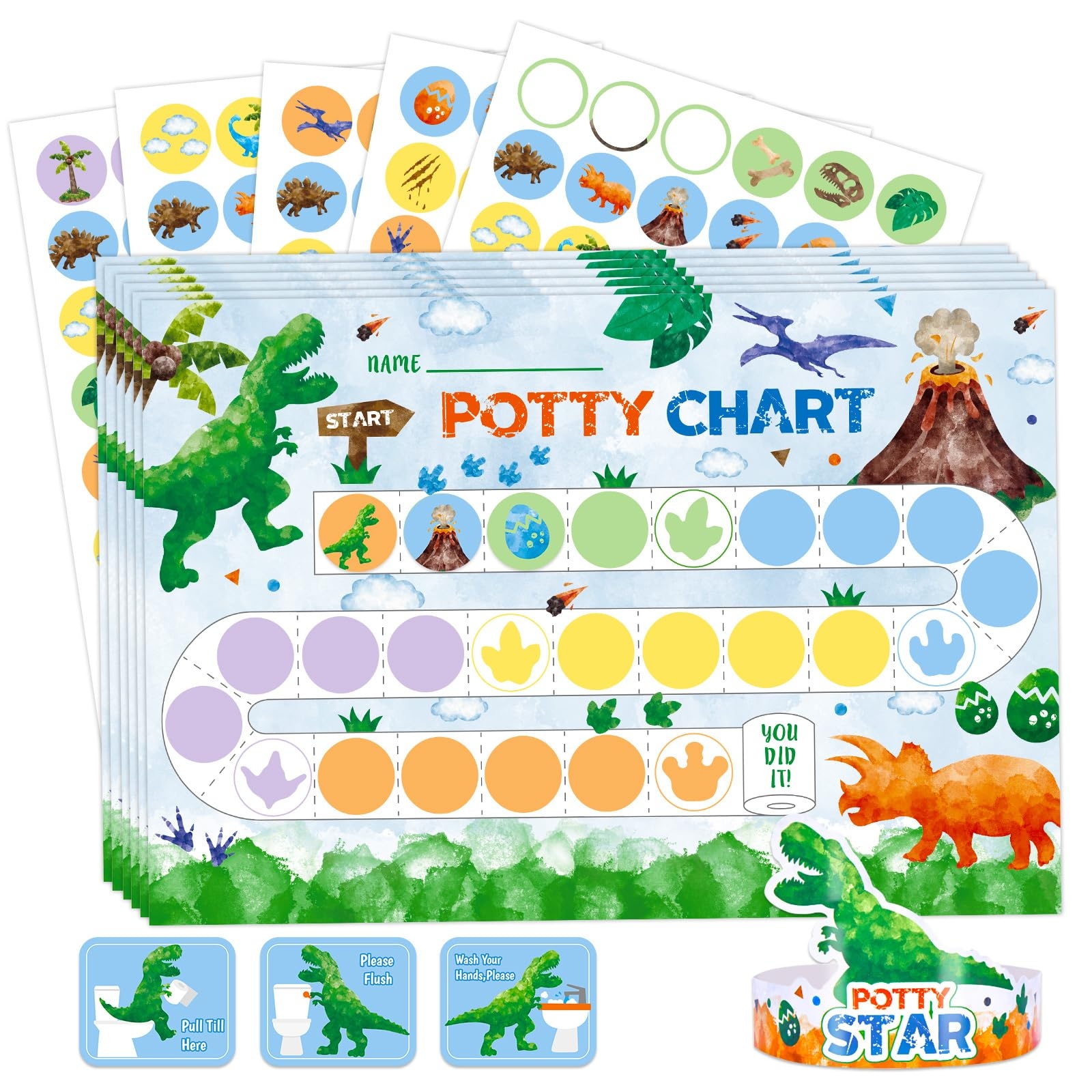 WERNNSAI Potty Training Chart Dinosaur Toilet Training Reward Chart With 270 Potty Training Stickers Crown Sticker Chart For Boys Toddler Kids Potty Training For Birthday Gift Amazon co uk Baby Products