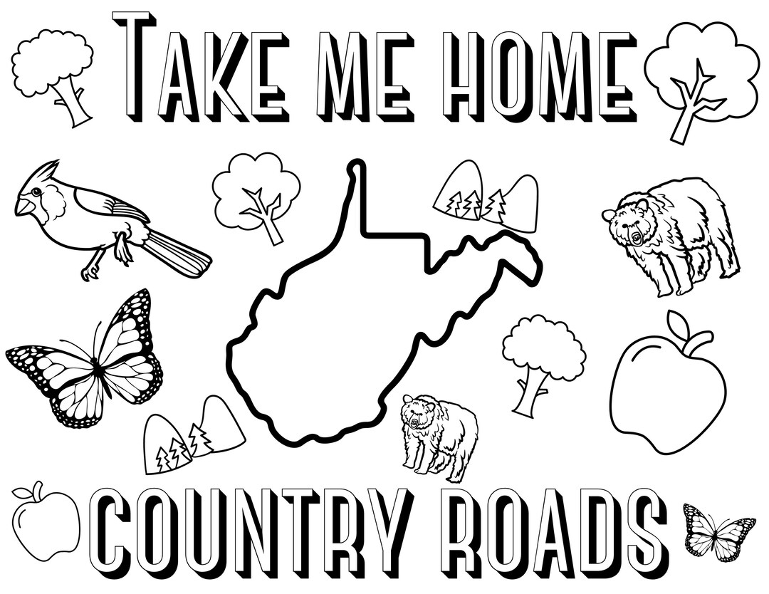 West Virginia Coloring Sheet placemat Etsy
