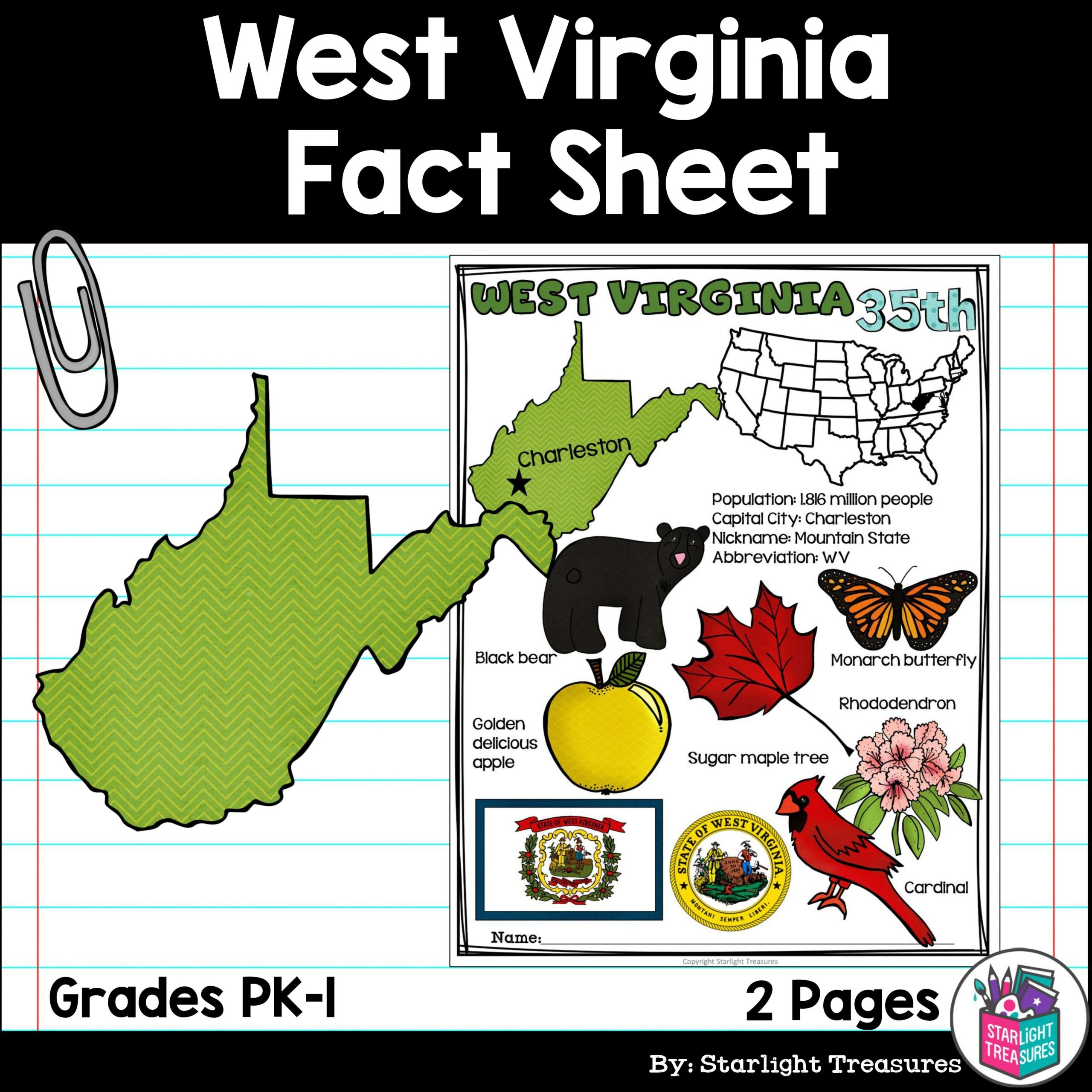 West Virginia Fact Sheet For Early Readers A State Study Made By Teachers