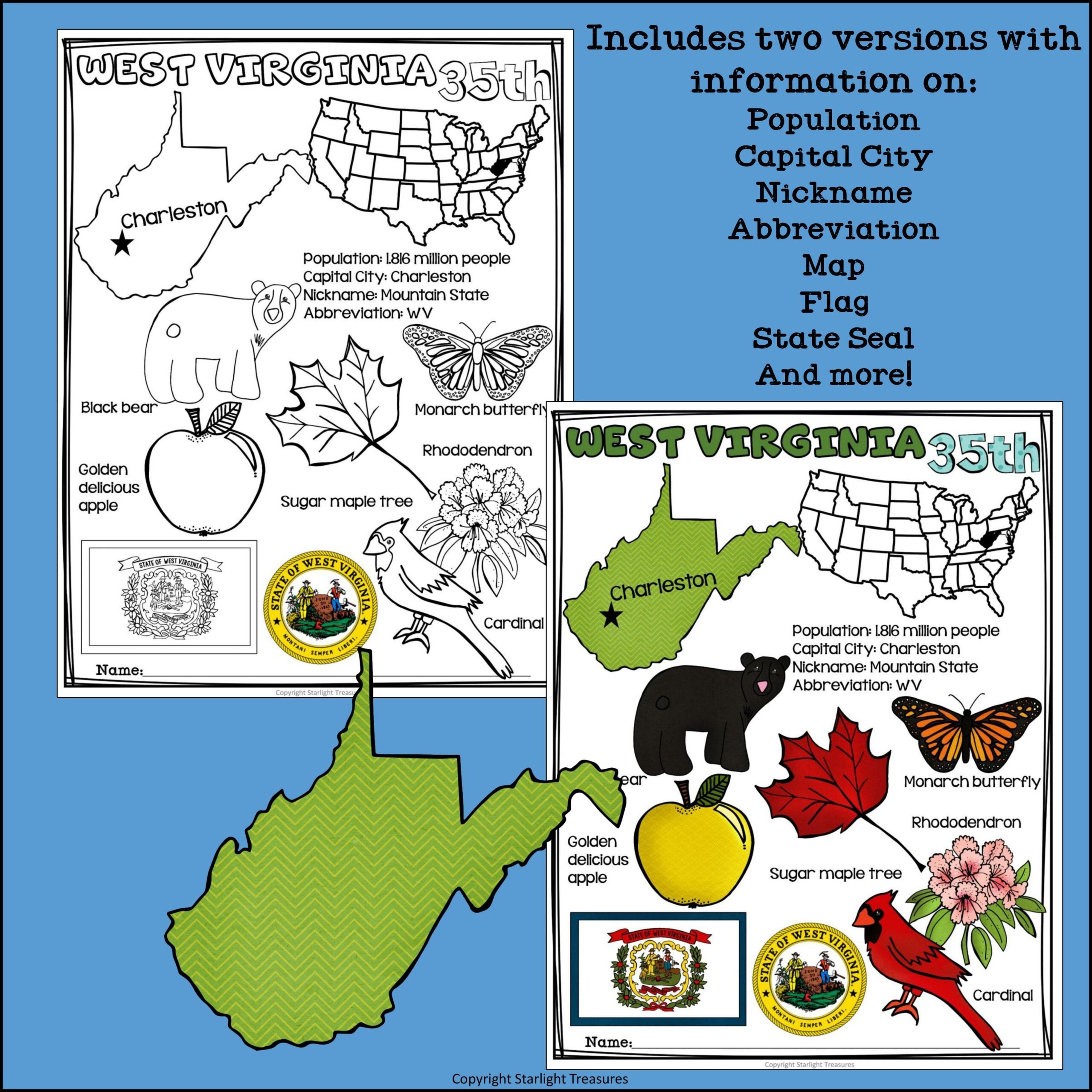 West Virginia Fact Sheet For Early Readers A State Study Made By Teachers