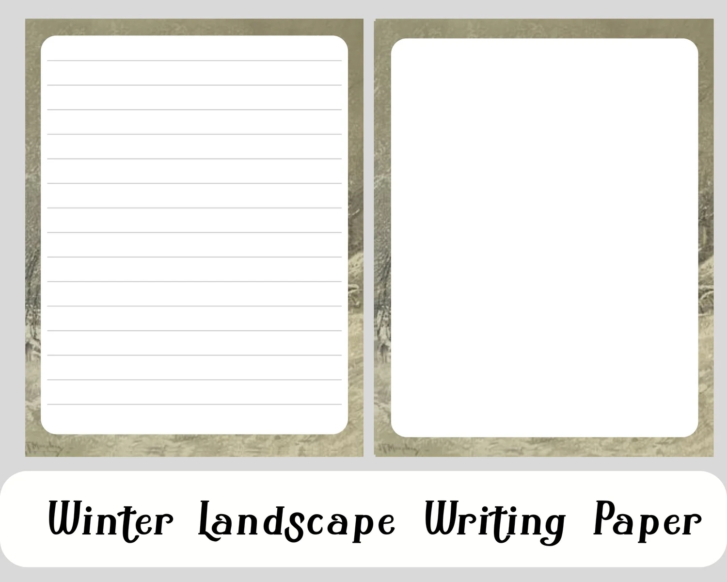 Winter Landscape Printable Stationery Winter Landscape Writing Paper Printable Notes 8 5x11 Unlined Journal Page Lined Payhip