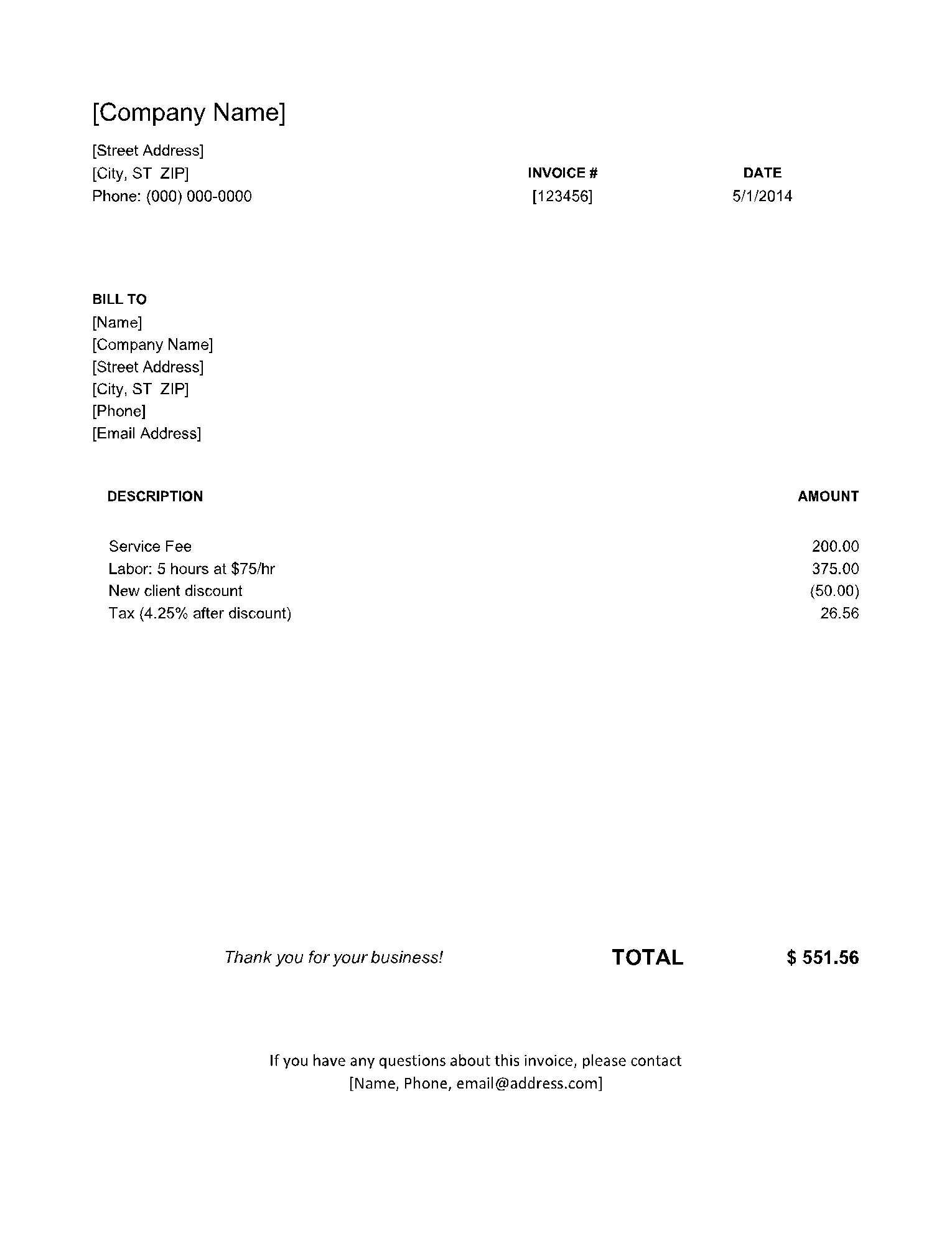 Word Invoice Template Free Download CocoSign