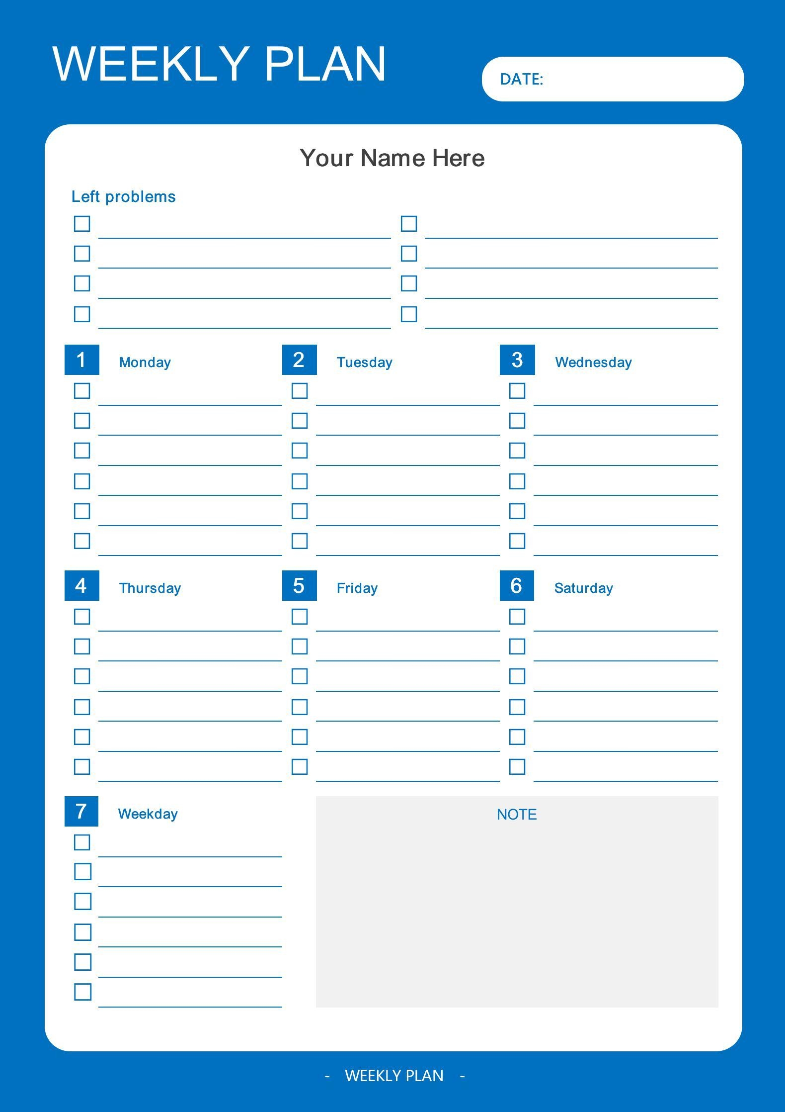 WORD Of Simple Weekly Plan docx WPS Free Templates